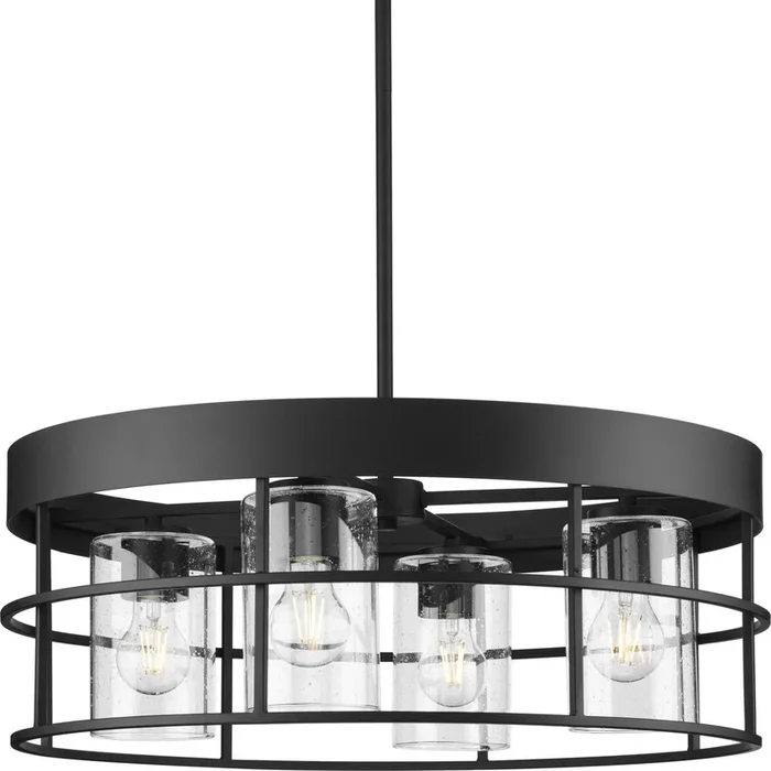 Progress Lighting Burgess 4-Light Matte Black Craftsman Chandelier