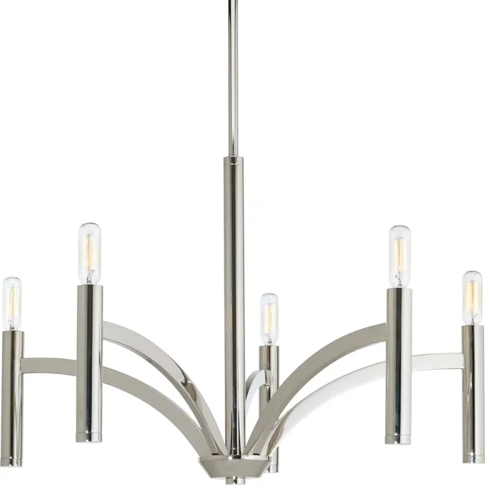 Progress Lighting Draper 5-Light Polished Nickel Transitional Chandelier