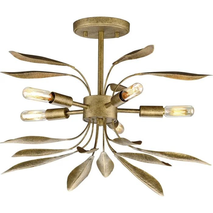 Progress Lighting Mariposa 5-Light Antique Gold Glam Geometric Medium Hanging Pendant Light