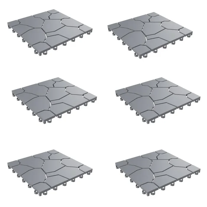 Pure Garden 11.5 in. x 11.5 in. Grey Outdoor Interlocking Stone Look Polypropylene Patio and Deck Tiles in Gray (Set of 30)