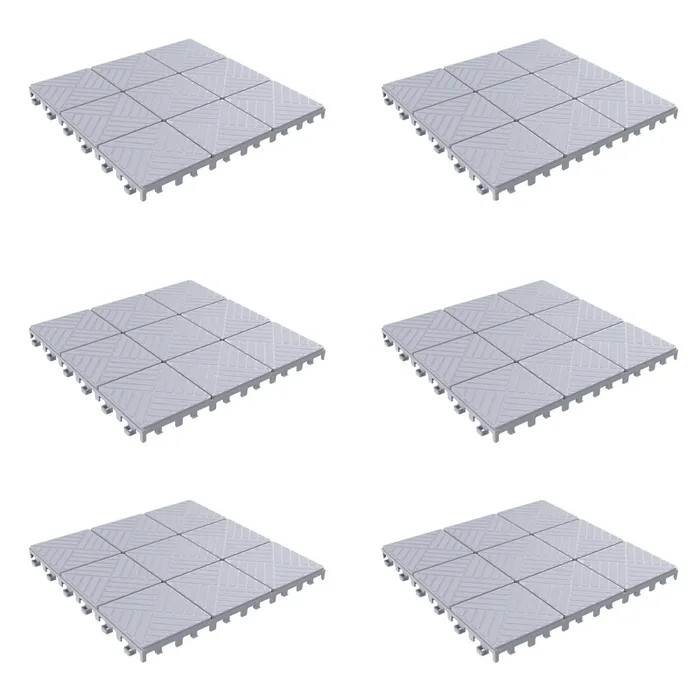 Pure garden Patio and Deck Tiles, Polypropylene, Anti-Slip, Grey Set of 6