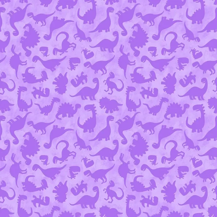 Purple Dino Silhouettes on Purple Fabric – 10197-83 Purple – Dino Days – Patrick Lose Fabrics