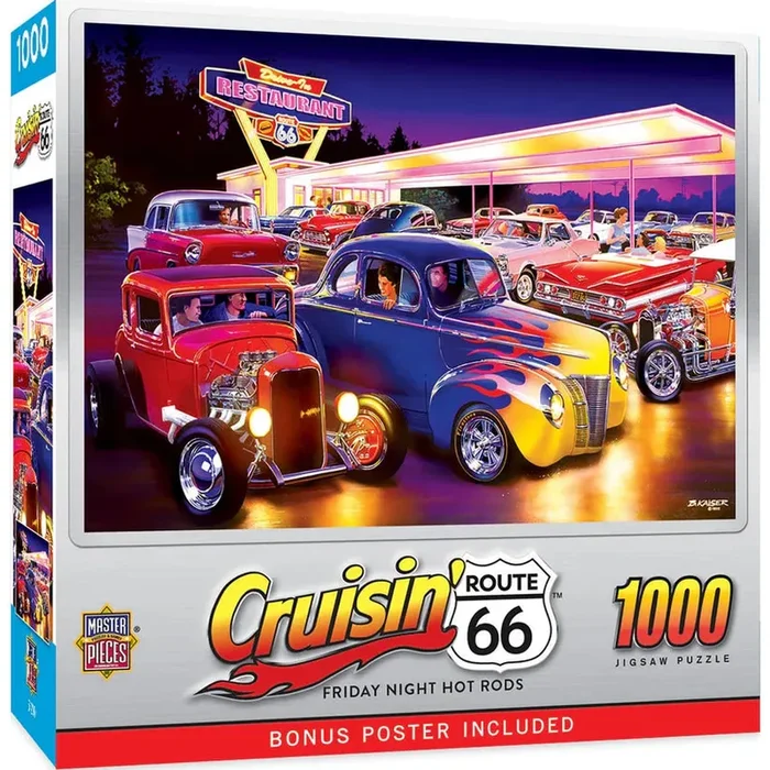 Puzzle 1000 Pc Cruisin Route 66 Friday Night Hot Rods 71951