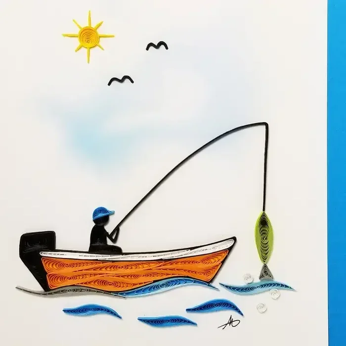 Quilling Greeting Card Fishing