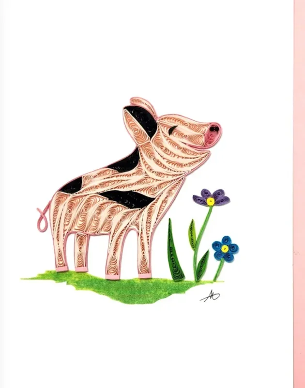 Quilling Greeting Card Pig