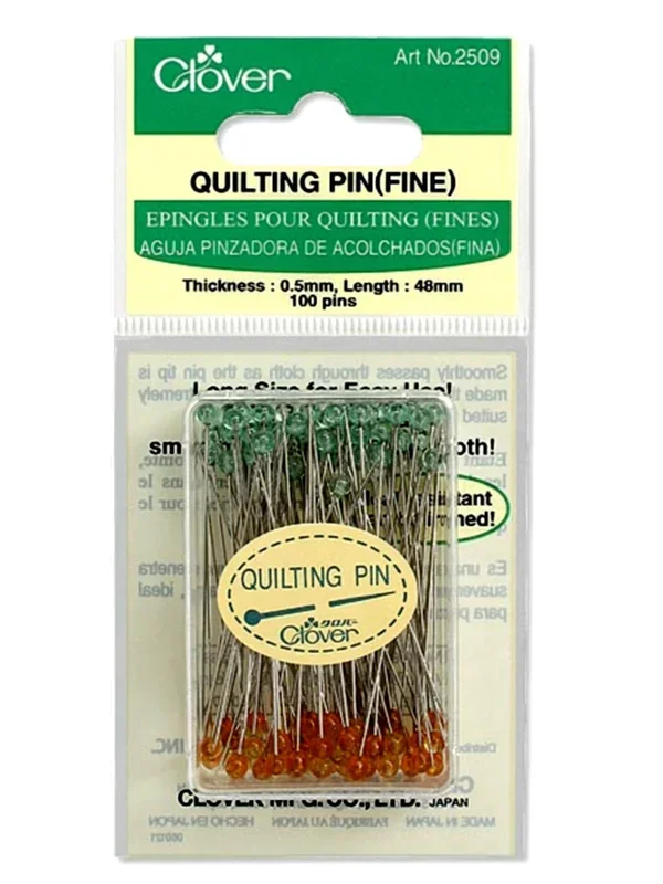 Quilting Pins (Fine) – Glass Headed – 0.5mm x 48mm- 2509 – Clover Needlecraft