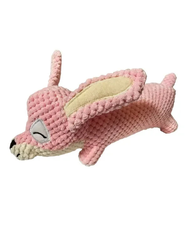 Rabbit Hot Dog Dog Toy Pink