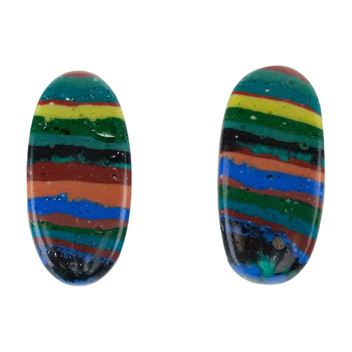 Rainbow Calsilica – Oval Cabochon 20mm x 14mm – Matched Pair
