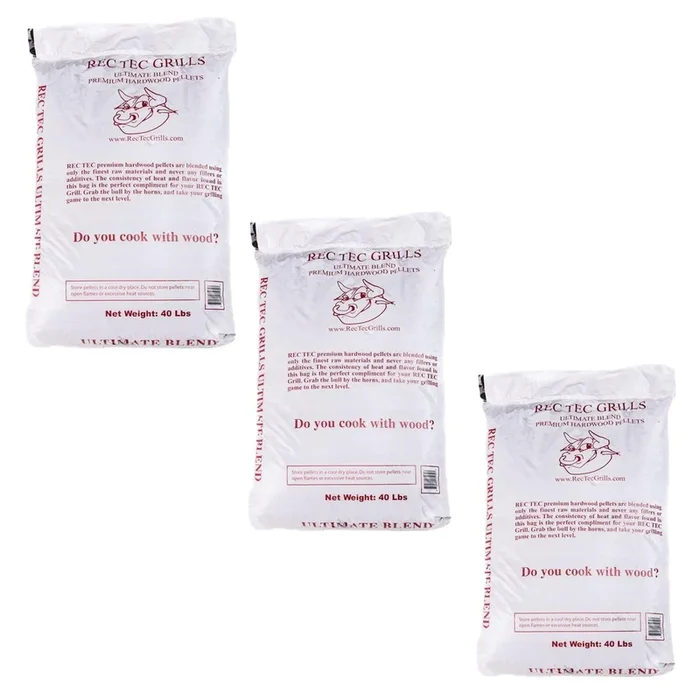 Rec Tec Grills Premium Hardwood Grilling Cooking Pellet Blend, 40Lb Bag (3 Pack)