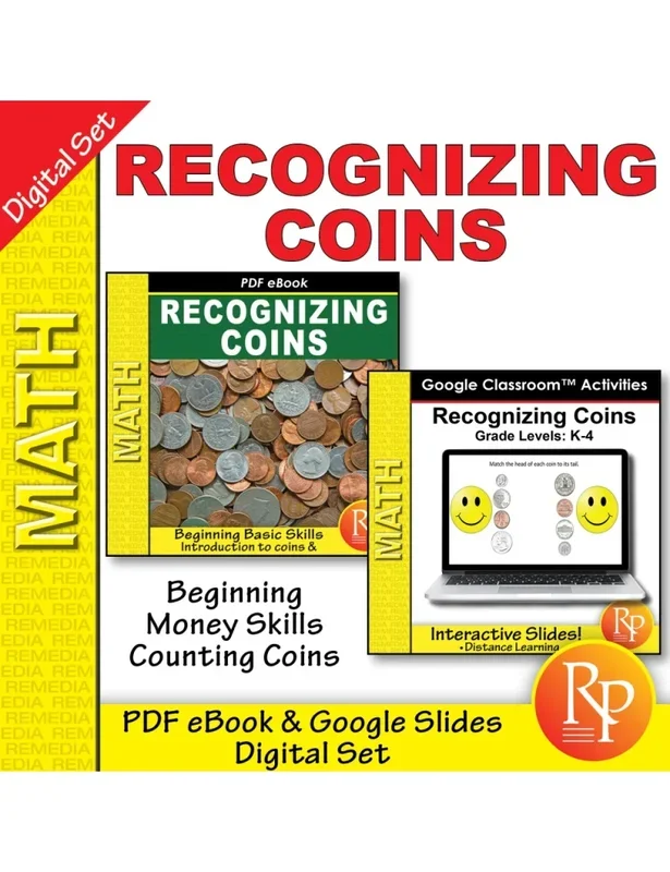 Recognizing Coins: Pdf & Google Set | Penny – Nickel – Dime – Quarter