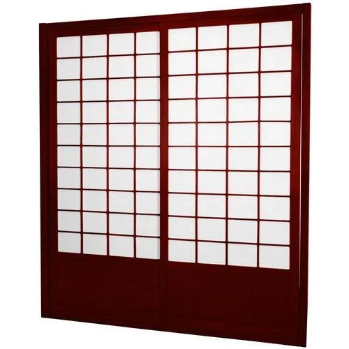 Red Lantern Oriental Furniture 72-in x 82-in Rosewood 2-Panel Square Prefinished Pine Wood Sliding Door (Hardware Included)