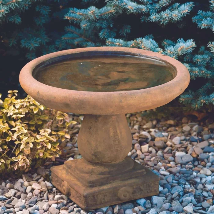 Regal Embossed Short Concrete Bird Bath – Massarellis #9740