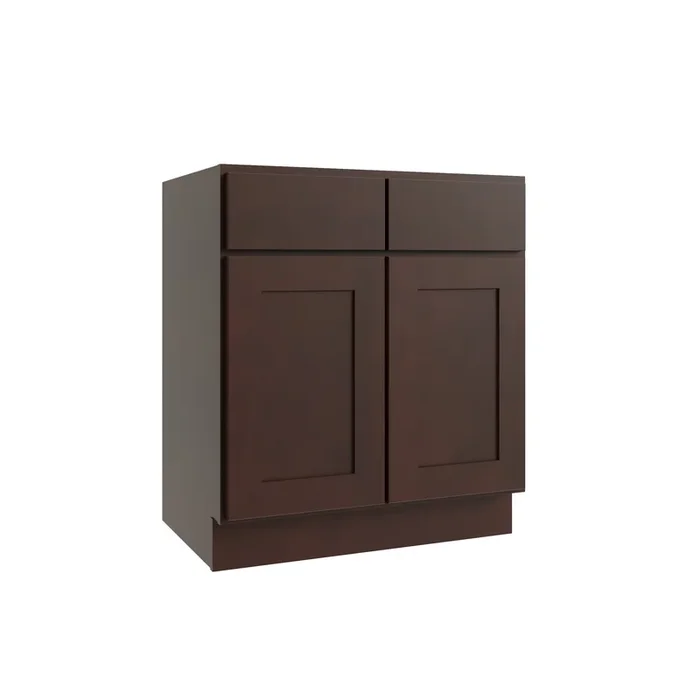 RELIABILT Parkstone 36-in W x 34.5-in H x 24-in D Espresso 2-Drawers Base Fully Assembled Plywood Cabinet (Flat Panel Shaker Style)