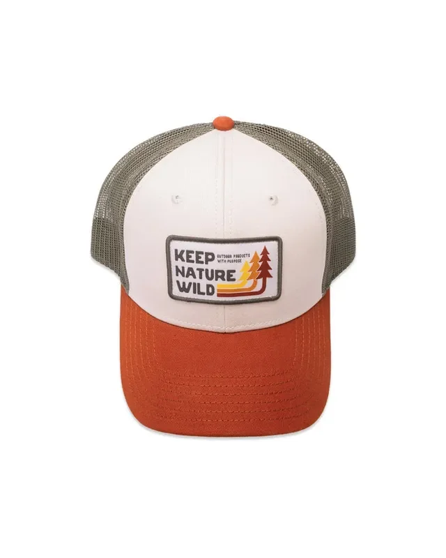 Retro Pines Trucker Hat – Olive/Beige/Copper