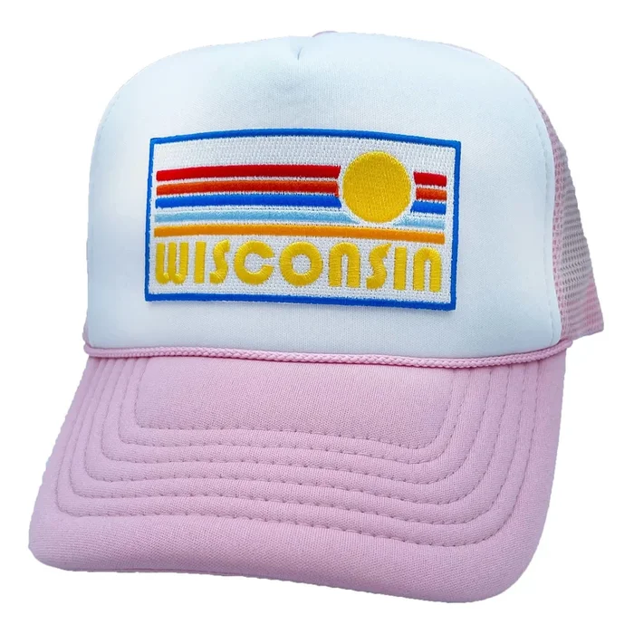 Retro Wisconsin Trucker Hat (Pink)