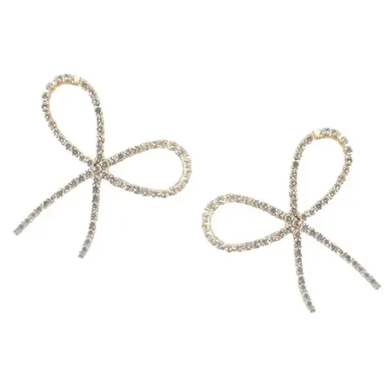 Rhinestone Bow Statement Earrings