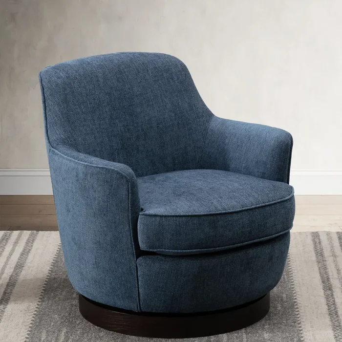 Richfield Cadet Blue Wood Base Swivel Chair Blue Foam Polyester