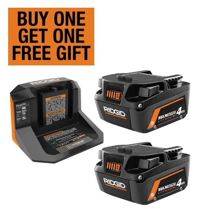 RIDGID 18V MAX Output Starter Kit with (2) 4.0 Ah Batteries and Charger