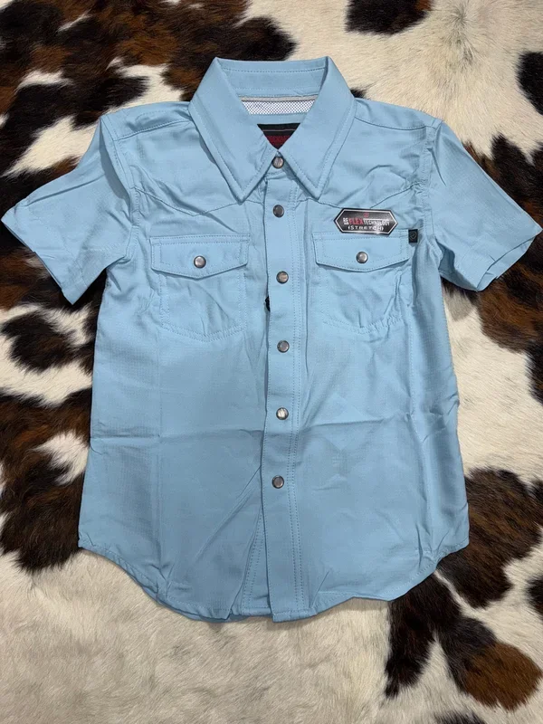 Rock & Roll Boy’s TEK Aqua Short Sleeve Western Shirt