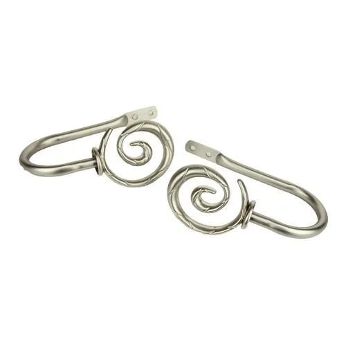 Rod Desyne Spiral 2-Pack Satin Nickel Steel Curtain Holdbacks