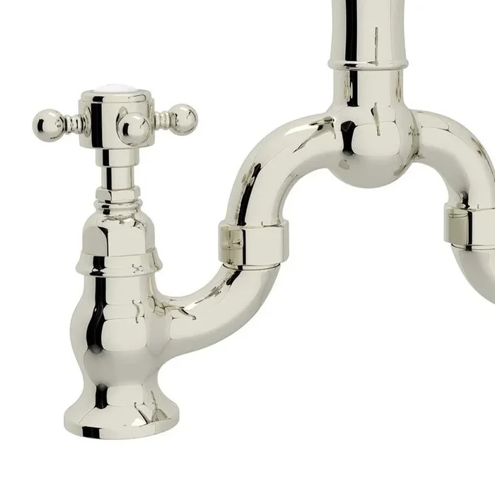 Rohl Country Kitchen Polished Nickel 2-Handle Deck-Mount Bridge Handle Kitchen Faucet