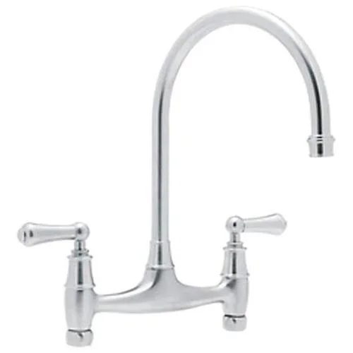 Rohl Perrin and Rowe Chrome 2-Handle Deck-Mount Bridge Handle Kitchen Faucet