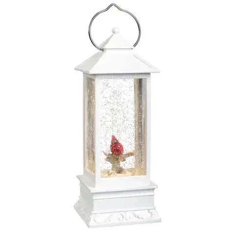 Roman Holiday LED Multicolored Lantern with Cardinal Swirl Table Decor 11 in.