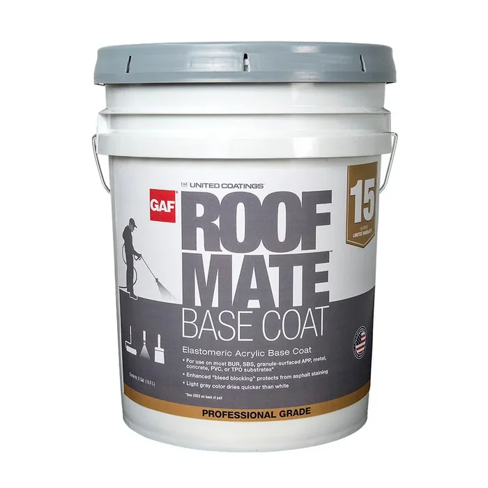 Roof Mate Base Coat 5 Gal. Light Gray Acrylic Reflective Elastomeric Roof Coating (15-Year Limited Warranty)