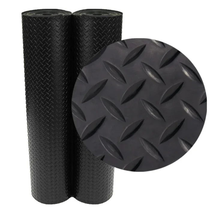 Rubber-Cal Diamond Plate 4 ft. x 1 ft. Black Rubber Flooring (4 sq. ft.)