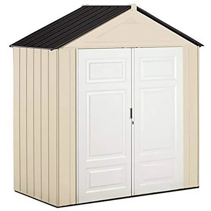 Rubbermaid 7×3 Foot Double Wall Plastic Outdoor Utility Storage Shed, Sandstone