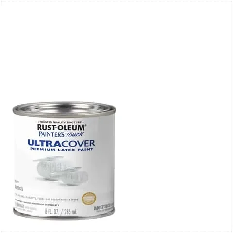 Rust-Oleum Painters Touch Gloss White Water-Based Ultra Cover Paint Exterior and Interior 0.5 pt