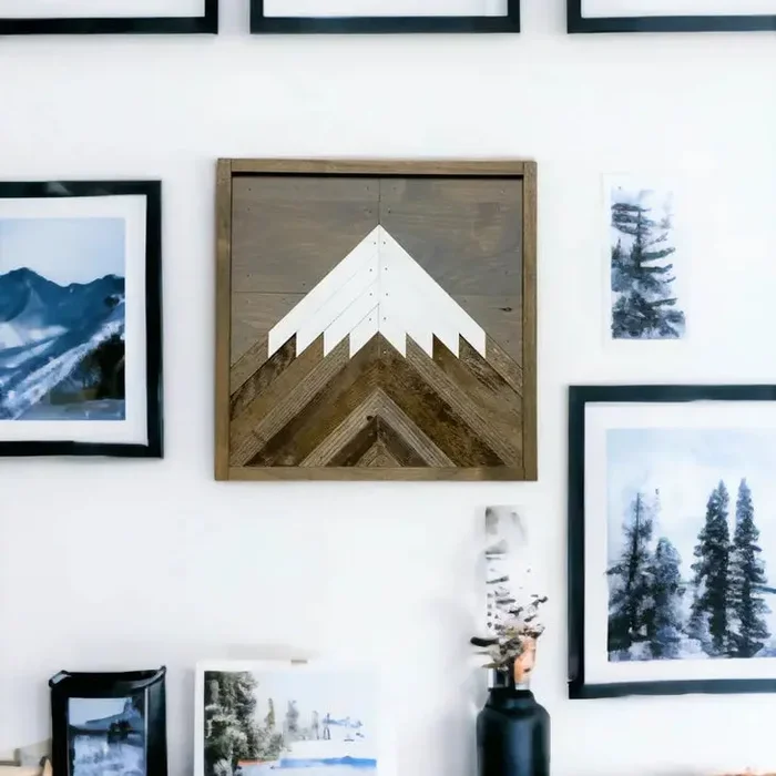 Rustic Mini Mountain with Light Grey Sky Wall Art – 18×18