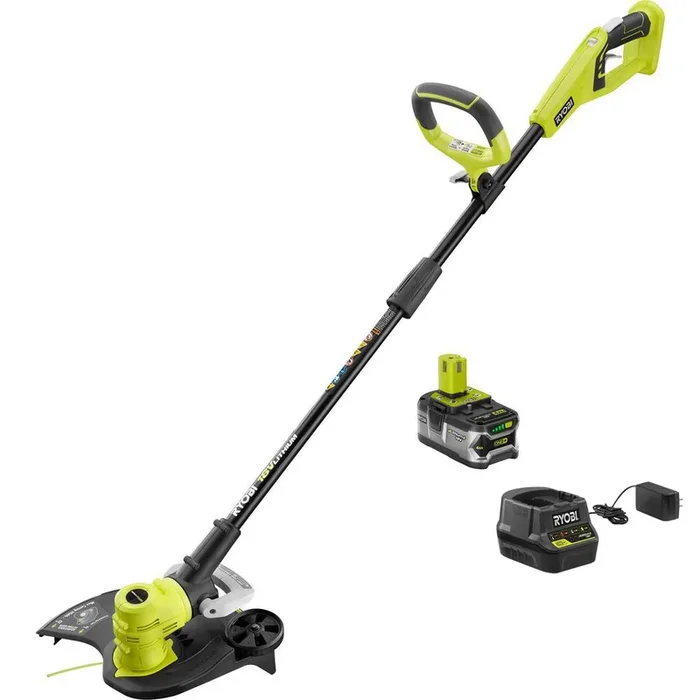 RYOBI ONE+ 18-Volt Lithium-Ion Cordless String Trimmer/Edger – 4.0 Ah Battery and Charger Included