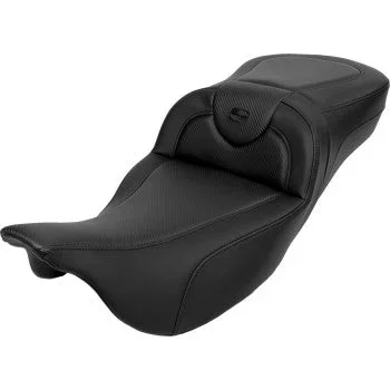 SADDLEMEN Roadsofa™ Extended Reach Seat – Carbon Fiber – Black Stitch – Backrest – FL ’08-’23 A808-07R-186BLK