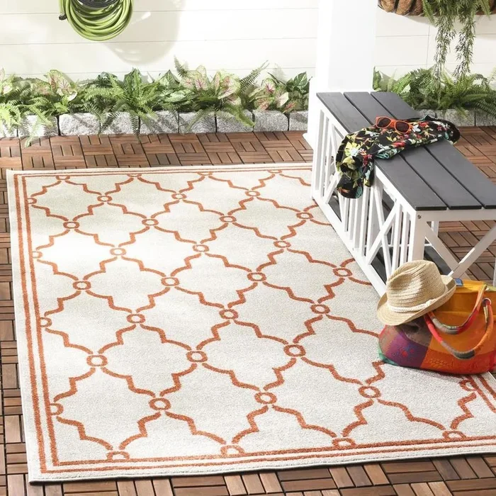 Safavieh Marion 3 x 4 Beige/Orange Indoor/Outdoor Trellis Throw Rug