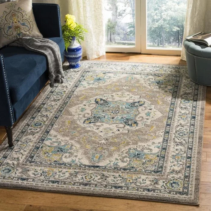 Safavieh Phoenix Khan 3 x 5 Ivory/Gray Indoor Abstract Vintage Throw Rug