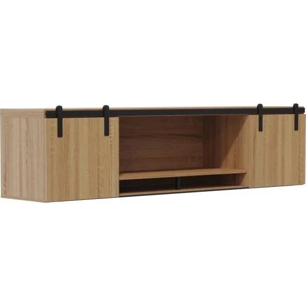 Safco 72″ Mirella Wall-Mounted Hutch With Wood Doors