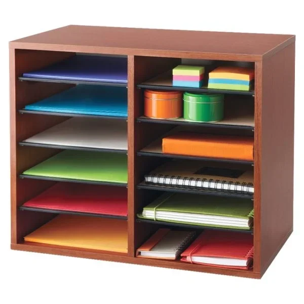 Safco Adjustable Literature Organizer – Cherry Finish