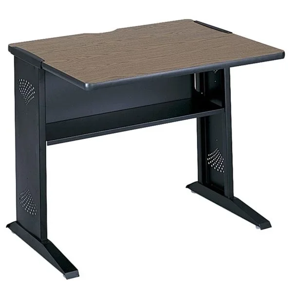 Safco Reversible-Top Computer Desk, 36″W, Mahogany & Medium Oak/Black