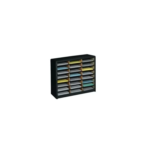 Safco Value Sorter Steel Corrugated Literature Organizer, 24 Compartments, Black
