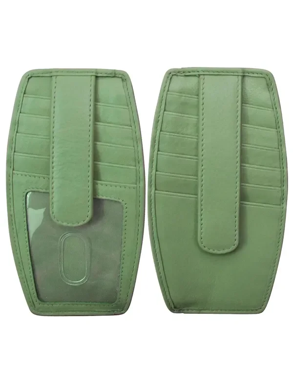 Sage- Double Sided Rfid Leather Credit Card Holder