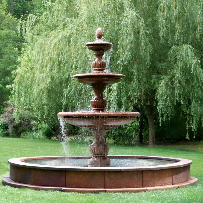 Savona 3-Tier Concrete Fountain w/Pool – Massarellis #3715