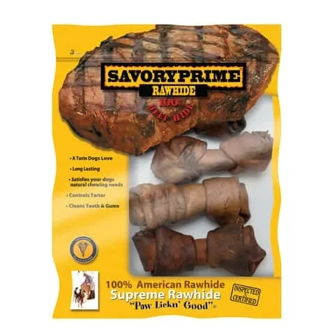 Savory Prime All Size Dogs Adult Knotted Bone Beef 4-5 in. L 4 pk