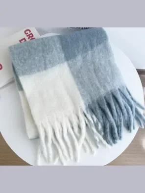 Scarf Women’s Super Soft Warm Grey/White Rtgreyws