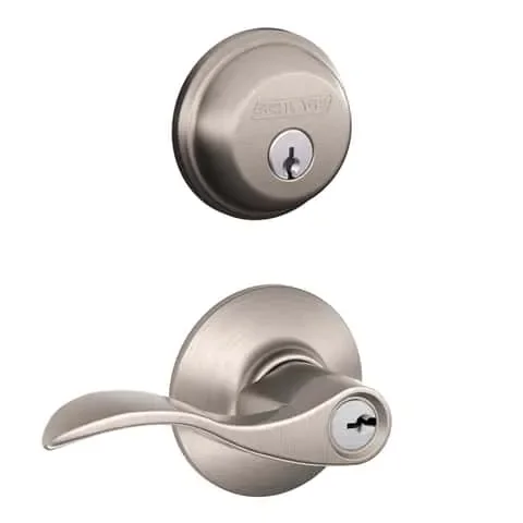 Schlage Accent Satin Nickel Deadbolt and Entry Door Knob 1-3/4 in.
