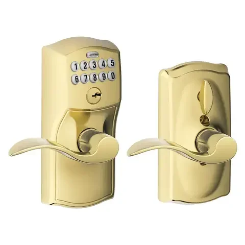 Schlage FE Series Bright Brass Zinc Electronic Keypad Entry Lock