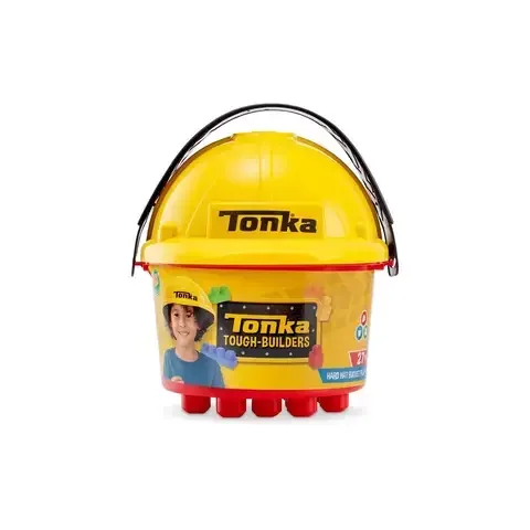 Schylling Tonka Hardhat & Bucket Brick Playset Multicolored 27 pc
