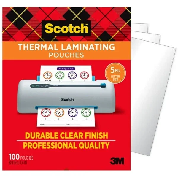 Scotch Thermal Laminating Pouches TP5854-100 – 100 Laminating Sheets, 5 Mil.