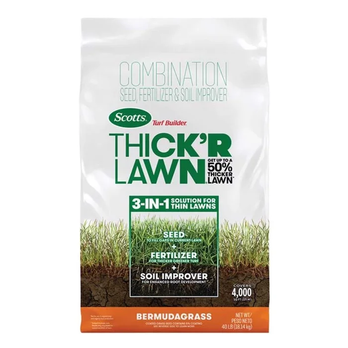 Scotts Turf Builder ThickR Bermuda Grass Sun or Shade Grass Seed and Fertilizer 40 lb