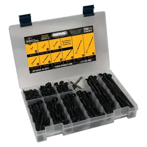 Screw Products NOVA Assorted Star Black Deep Wood Screw Assortment 1 pk